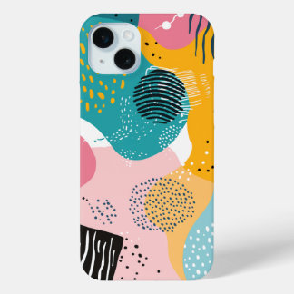 Sketches and doodles on colourful shapes iPhone 15 mini case