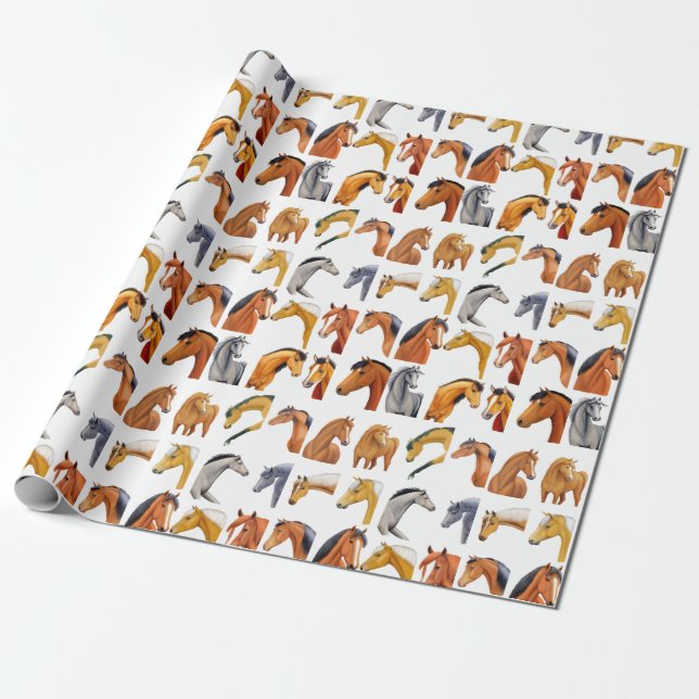 Sketches of Horses Wrapping Paper (Unrolled)