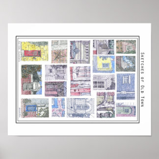 Sketches of Old Town Alexandria, VA Poster