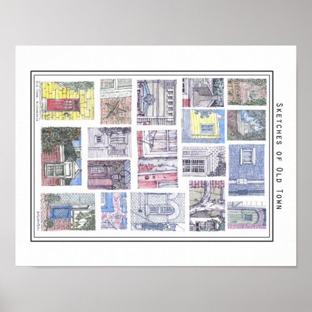 Sketches of Old Town Alexandria, VA Poster (Front)