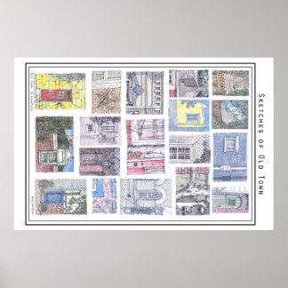 Sketches of Old Town Alexandria, VA Poster