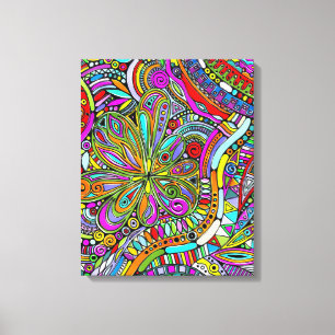 Sketching Fantasy Art - Abstract Flowers 1 Canvas Print