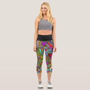 Sketching Fantasy Art - Abstract Flowers 1 Capri Leggings