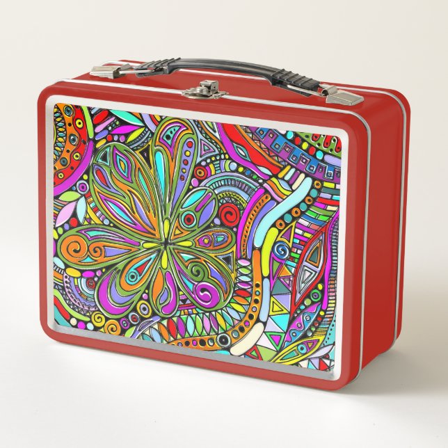 Sketching Fantasy Art - Abstract Flowers 1 Metal Lunch Box (Front)
