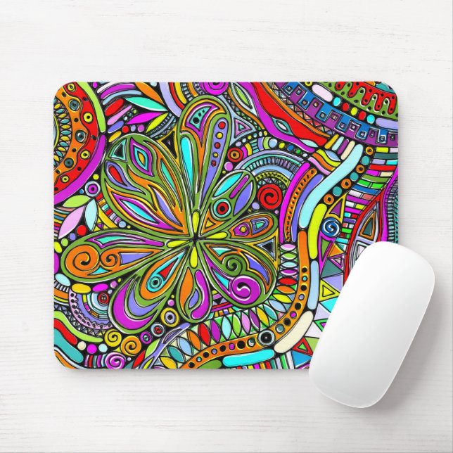 Sketching Fantasy Art - Abstract Flowers 1 Mouse Mat (With Mouse)