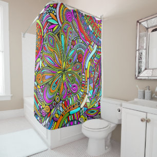 Sketching Fantasy Art - Abstract Flowers 1 Shower Curtain
