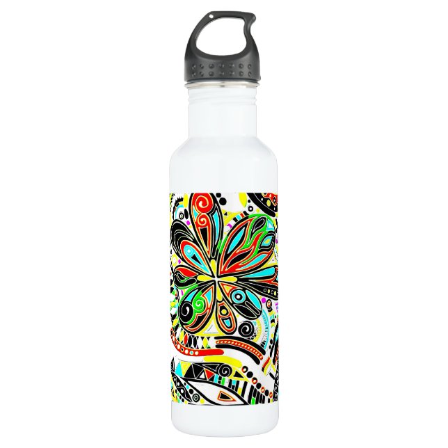 Sketching Fantasy Art - Abstract Flowers 3 710 Ml Water Bottle (Front)
