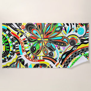 Sketching Fantasy Art - Abstract Flowers 3 Beach Towel