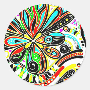 Sketching Fantasy Art - Abstract Flowers 3 Classic Round Sticker