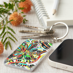 Sketching Fantasy Art - Abstract Flowers 3 Key Ring
