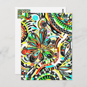 Sketching Fantasy Art - Abstract Flowers 3 Postcard