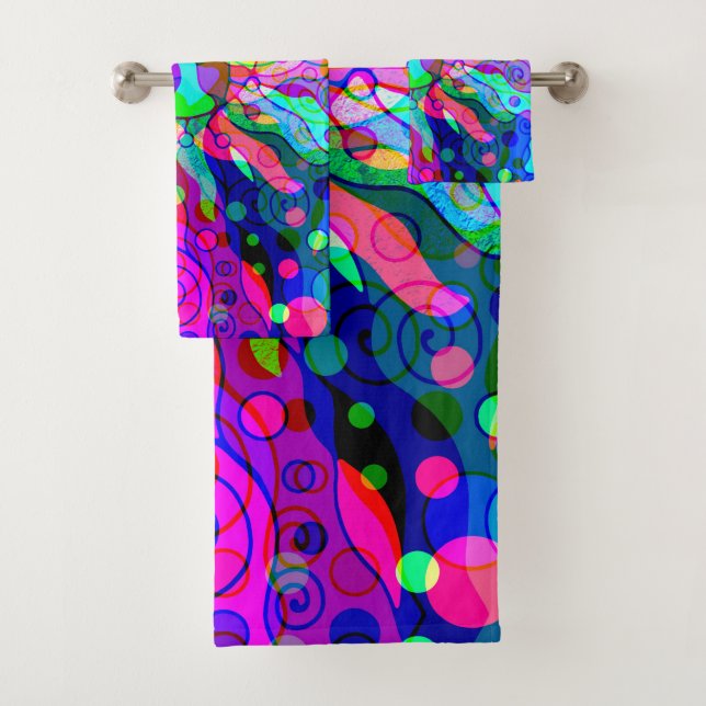 Sketching Fantasy Art - Abstract Neon Shift 1 Bath Towel Set (Insitu)