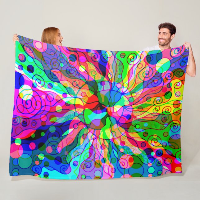Sketching Fantasy Art - Abstract Neon Shift 1 Fleece Blanket (In Situ)