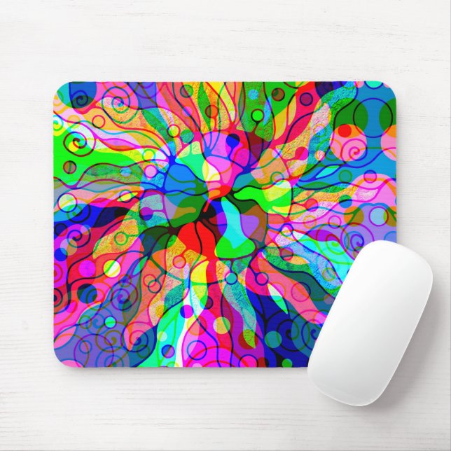 Sketching Fantasy Art - Abstract Neon Shift 1 Mouse Mat (With Mouse)