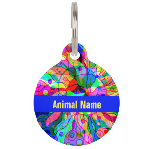 Sketching Fantasy Art - Abstract Neon Shift 1 Pet Tag
