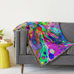 Sketching Fantasy Art - Abstract Neon Shift 1 Throw Blanket