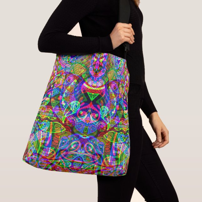 Sketching Fantasy Art - Abstract Neon Shift 3 Crossbody Bag (Close Up)