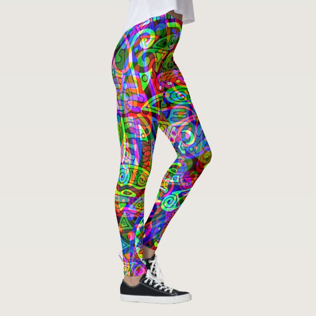 Sketching Fantasy Art - Abstract Neon Shift 3 Leggings (Right)