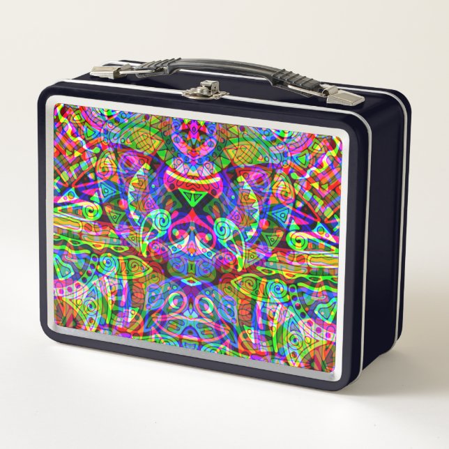 Sketching Fantasy Art - Abstract Neon Shift 3 Metal Lunch Box (Front)