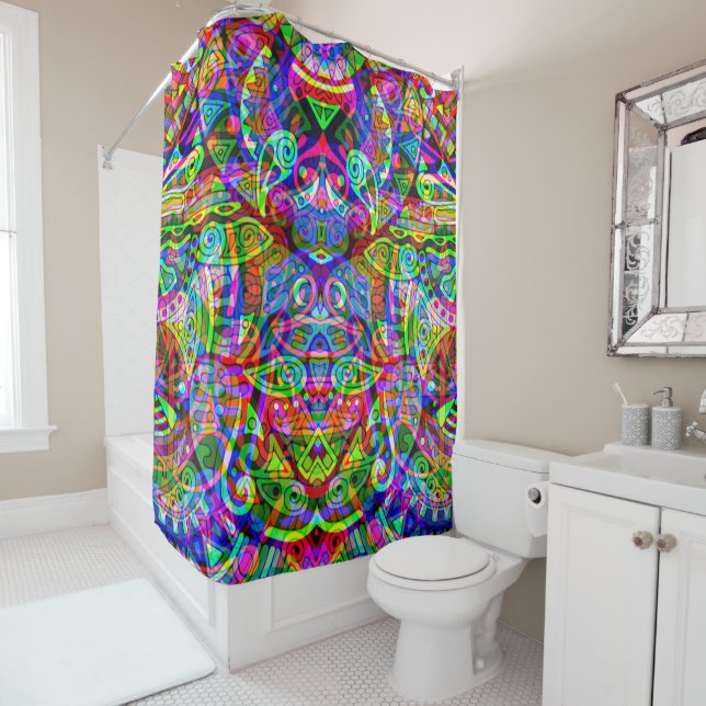 Sketching Fantasy Art - Abstract Neon Shift 3 Shower Curtain (In Situ)