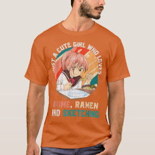 Sketching Ramen Lover Kawaii Girls Women Japanese T-Shirt