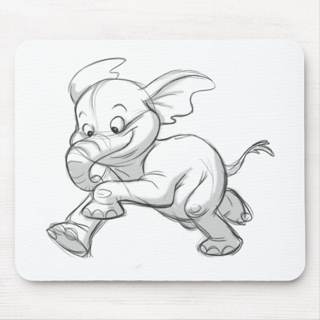 Sketchy Baby Elephant Mouse Mat (Front)