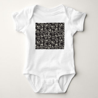 Sketchy Black Skull Seamless Wallpaper Baby Bodysuit