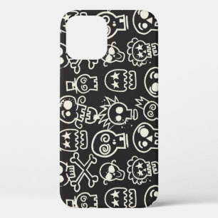 Sketchy Black Skull Seamless Wallpaper iPhone 12 Case
