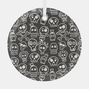 Sketchy Black Skull Seamless Wallpaper Glass Tree Decoration