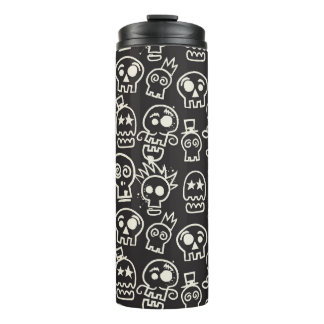 Sketchy Black Skull Seamless Wallpaper Thermal Tumbler