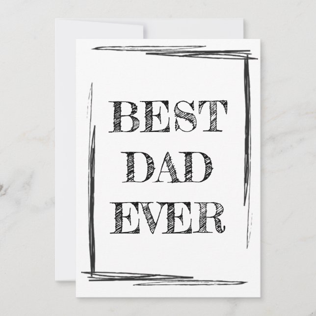 Sketchy Black & White Best Dad Ever Thank You Card (Front)