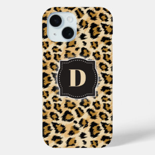 Sketchy Classic Leopard Pattern w/ Custom Monogram iPhone 15 Case
