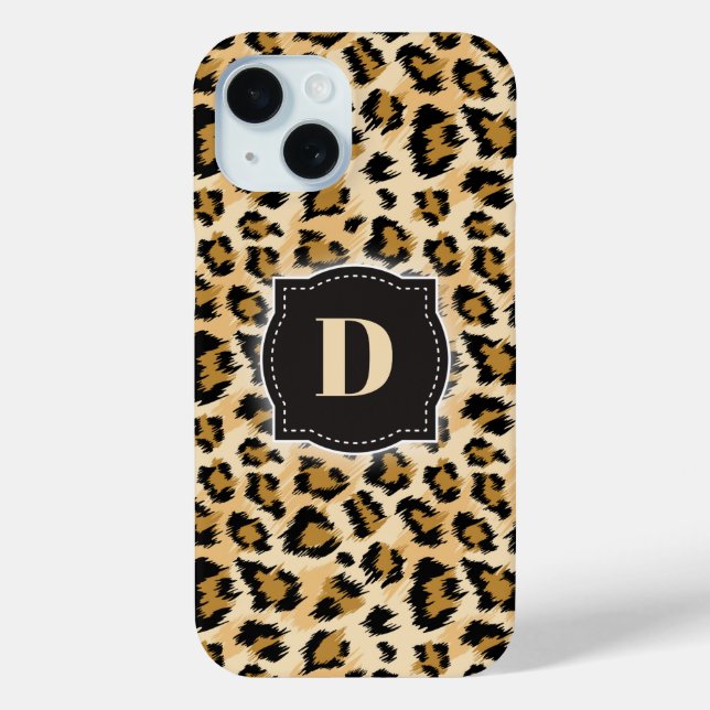 Sketchy Classic Leopard Pattern w/ Custom Monogram Case-Mate iPhone Case (Back)