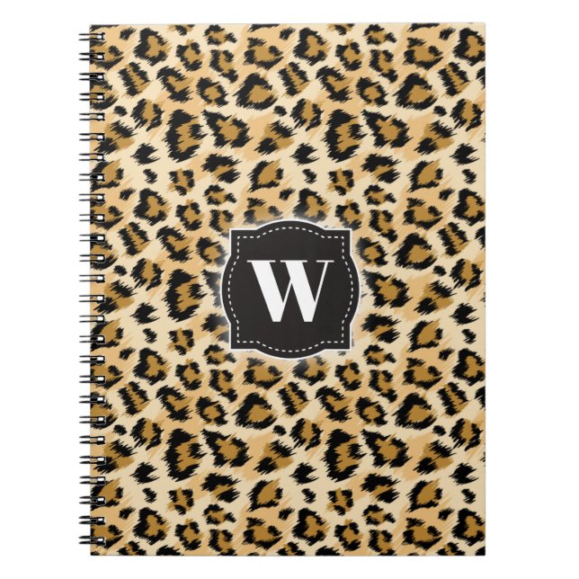 Sketchy Classic Leopard Pattern w/ Custom Monogram Notebook (Front)