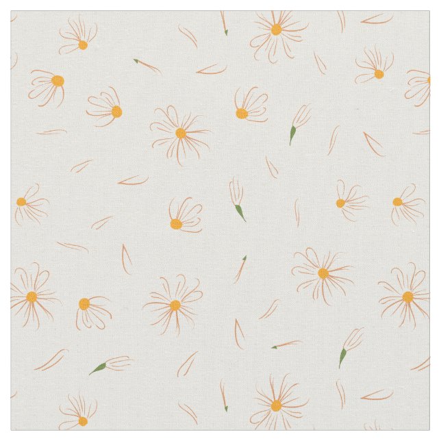 Sketchy daisy flower pattern - floral pattern fabric (Close Up)