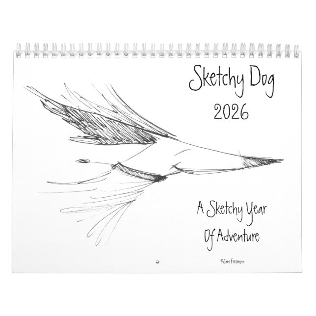 Sketchy Dog Adventures Wall Calendar 2026 (Cover)
