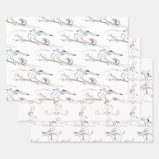 Sketchy Dog Christmas Wrapping Paper Flat Sheet Se