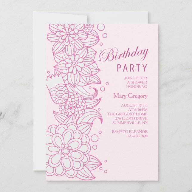 Sketchy Floral Invitation (Front)
