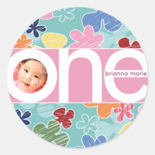 Sketchy Flowers Number Sticker