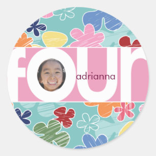 Sketchy flowers number sticker