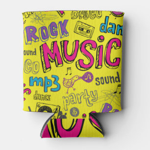 Sketchy Music Doodles Seamless Background Can Cooler