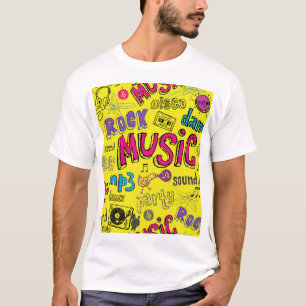 Sketchy Music Doodles Seamless Background T-Shirt