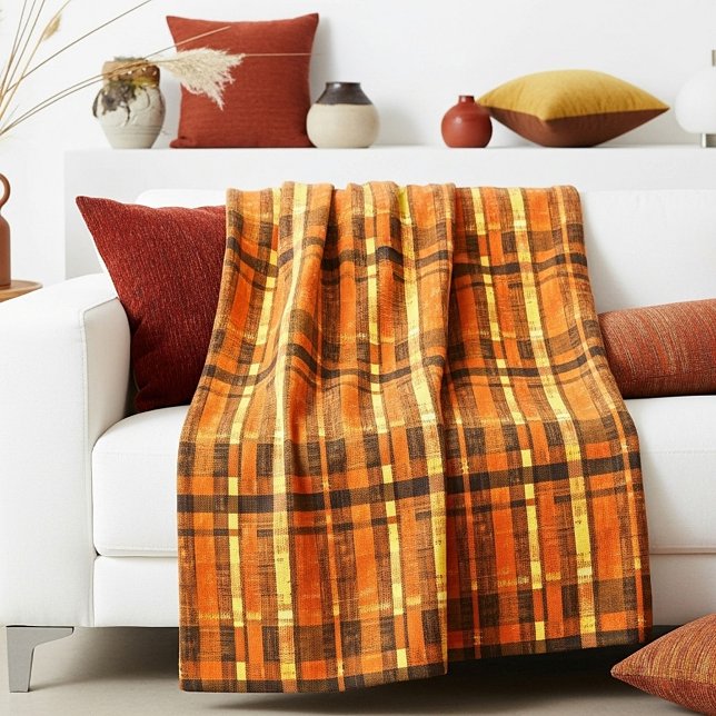 Sketchy orange plaid fleece blanket (Creator Uploaded)