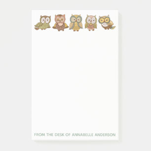 Sketchy Owls Personalise Post-it Notes