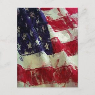 Sketchy Painting Style USA Flag Postcard