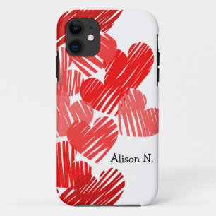 Sketchy Red hearts with name iPhone 5 Case
