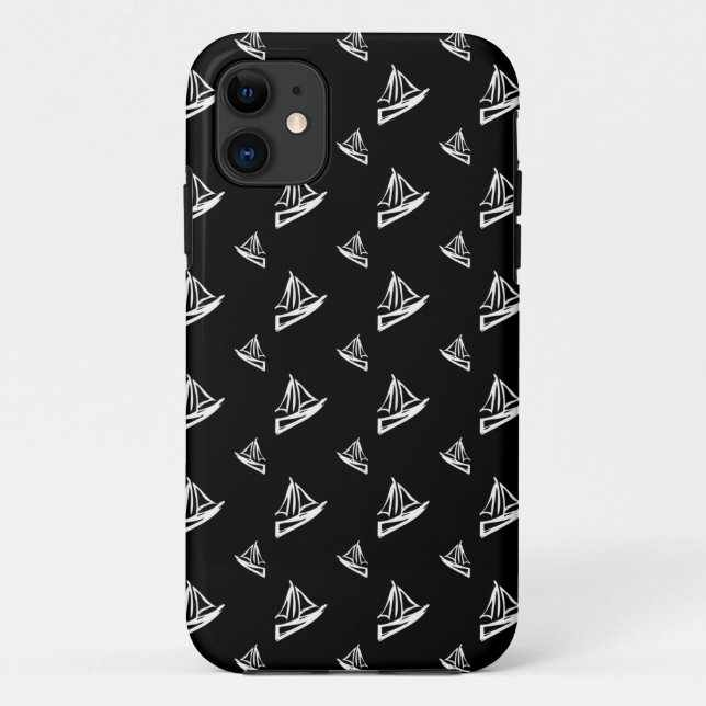 Sketchy Sailboat Pattern Case-Mate iPhone Case (Back)
