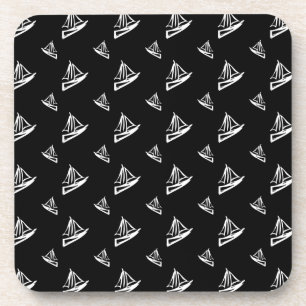 Sketchy Sailboat Pattern Coaster