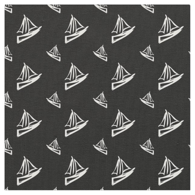 Sketchy Sailboat Pattern Fabric (Close Up)