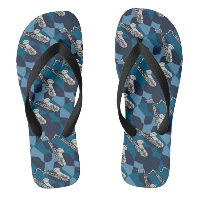 Sketchy Saxophone Blues Flip Flops (Footbed)